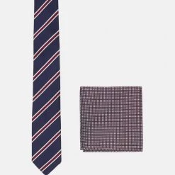 Sortie 💯 Promos Pier One SET - Cravate pochettes de costume rayures homme ❤️